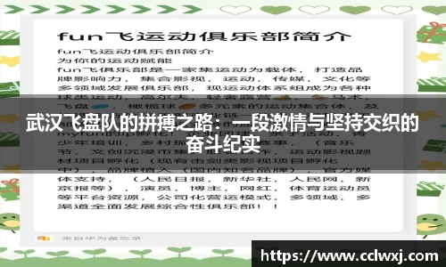 武汉飞盘队的拼搏之路：一段激情与坚持交织的奋斗纪实